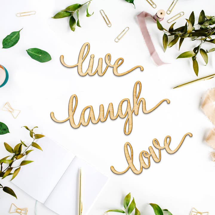 Live Love Laugh Wood Cut Set for wholesale by Woodums