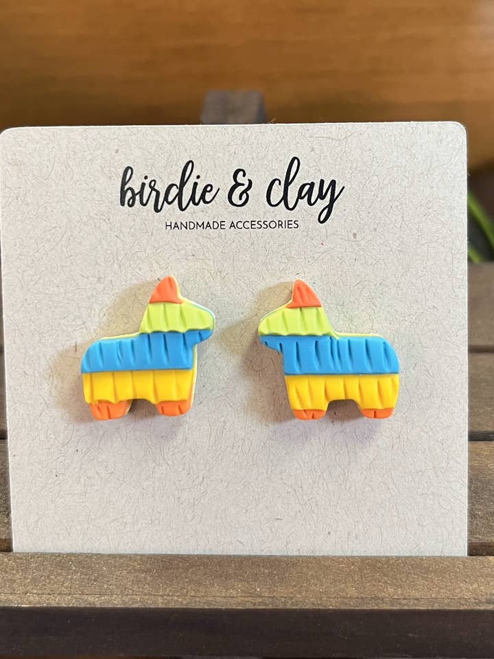 Pinata de Burro Stud Earrings, Mexican Pinata Stud Earrings for wholesale by Birdie & Clay