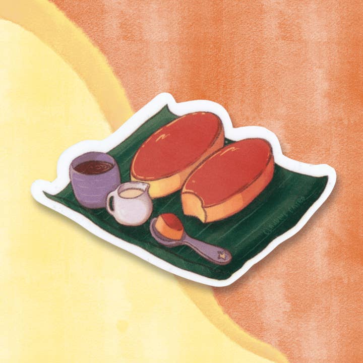 Claudine Castro Art - Wholesale Sticker - Leche Flan Cute Food Stickers, Filipino Dessert Art, Laminated Waterproof Vinyl Laptop Stickers