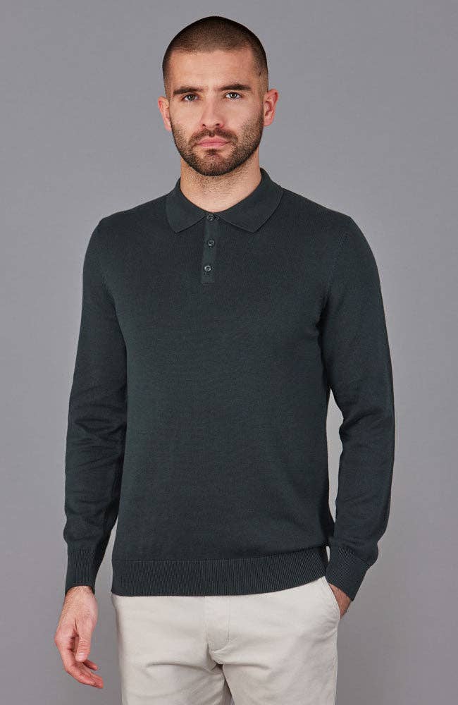 Paul James Knitwear – wholesale Polo – Men’s – Mens Lightweight Cotton Long Sleeve Knitted Polo Shirt24