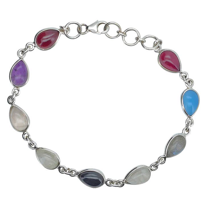Multi Gemstone Link Bracelet for wholesale by Amberman