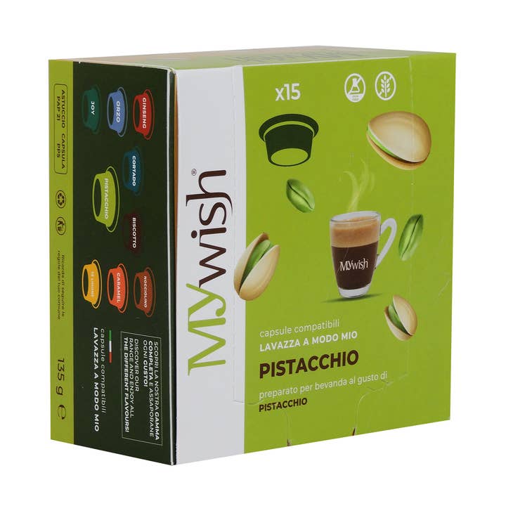 MyWish - Wholesale Coffee Pods - BOX CAPSULE COMPATIBLE WITH A MODO MIO PISTACHIO FLAVOR 15PCS0