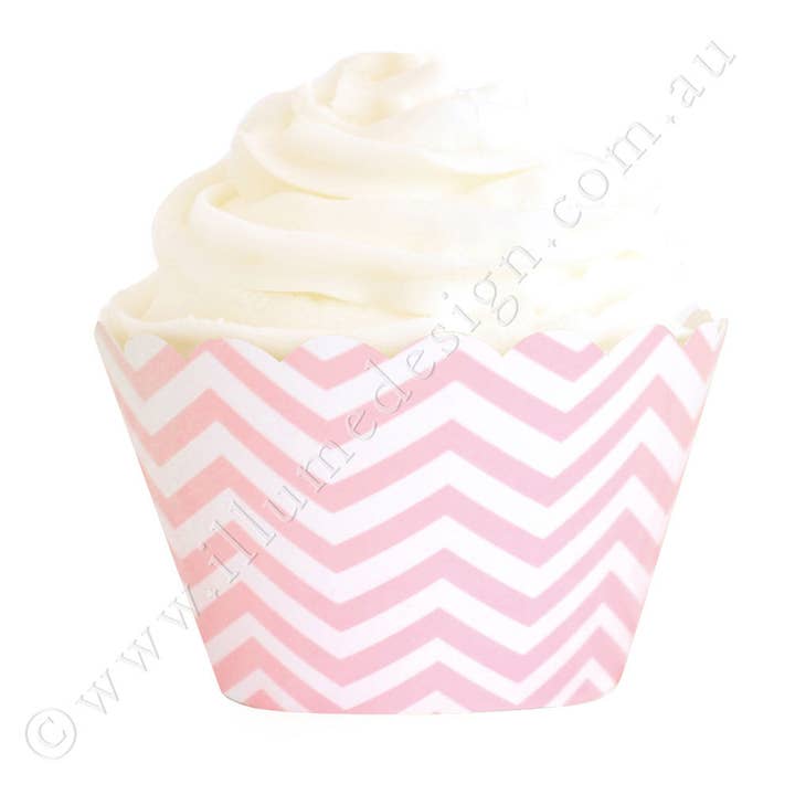 Chevron Pink Cupcake-verpakking - Pak van 12 voor wholesale door Illume Partyware