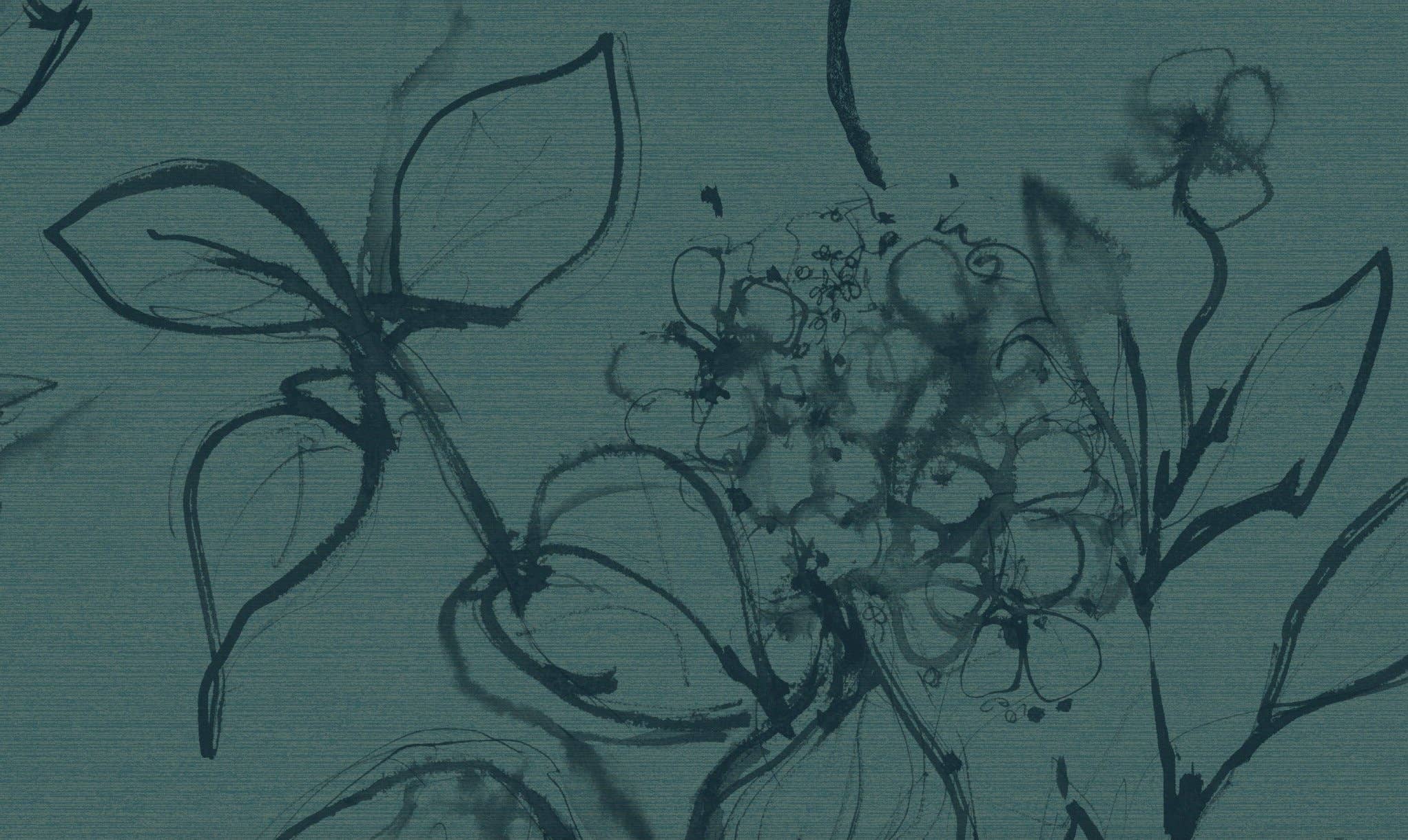 Sharon Jane Studio – wholesale Wallpaper – Aquatint floral Wallpaper - Peacock5
