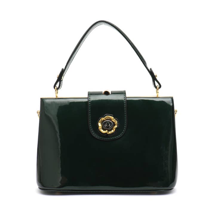 Borsa vegana Selena Green Vera May Shiny Patent per la vendita all'ingrosso da parte di VeraMay