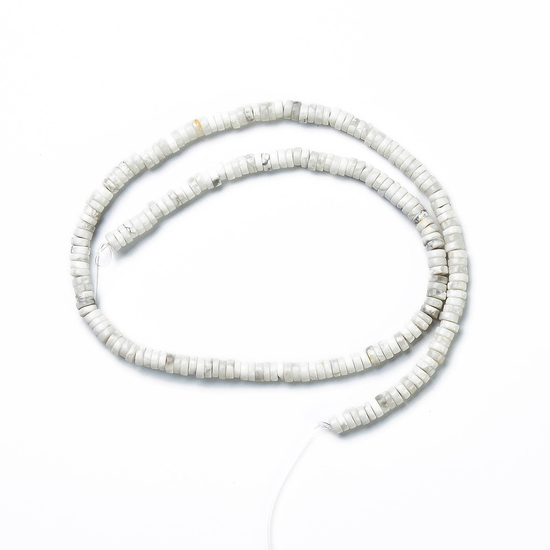 Beads Creation - Wholesale Beads - Howlite Heishi Beads Smooth Plain Disc Real Genuine PRP4693