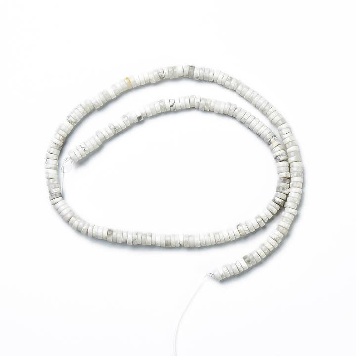 Beads Creation - Wholesale Beads - Howlite Heishi Beads Smooth Plain Disc Real Genuine PRP4693
