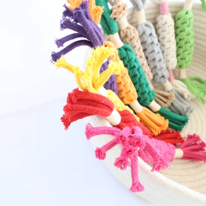 Knotty Pawz Handcraft Pets Toys - Wholesale Pet Rope Toy - Dog - Handmade Sustainable Macrame Candy Dog Rope Toy 12 color