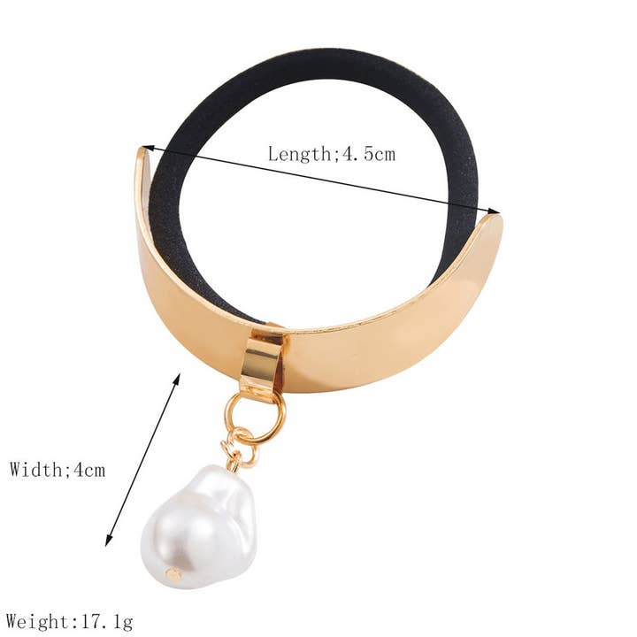 ACCITY - Wholesale Hair Tie - Gold Waterdrop Heart Pendant Elastic Hair Tie_CWAHA61861