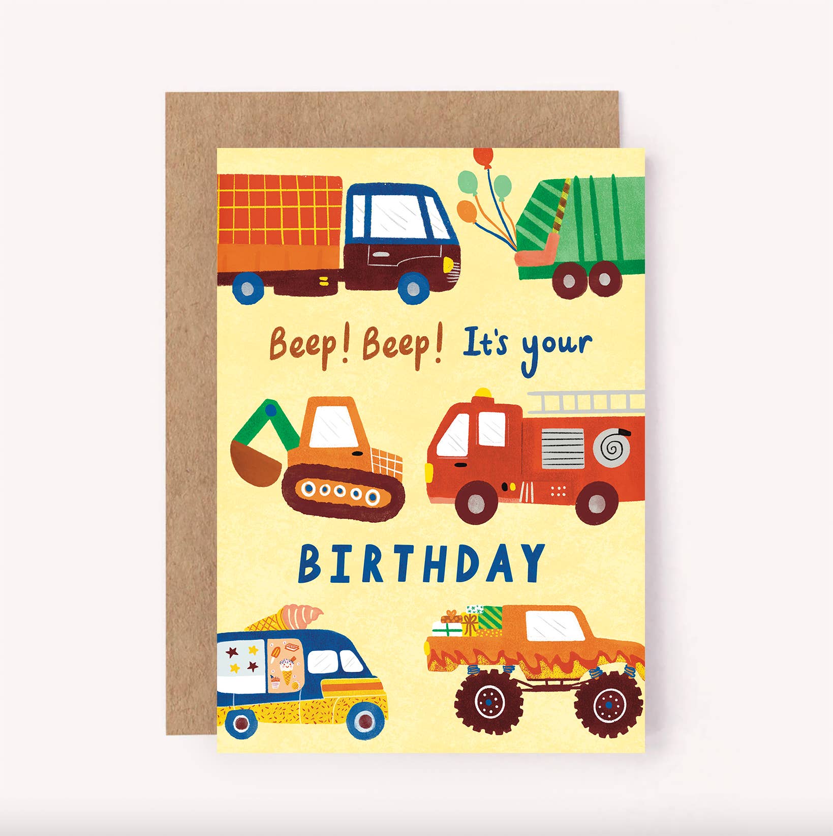 Lauren Sissons Studio - Wholesale Birthday Card - Vehicles Happy Birthday Card - Cute Kids Trucks Digger Bday0