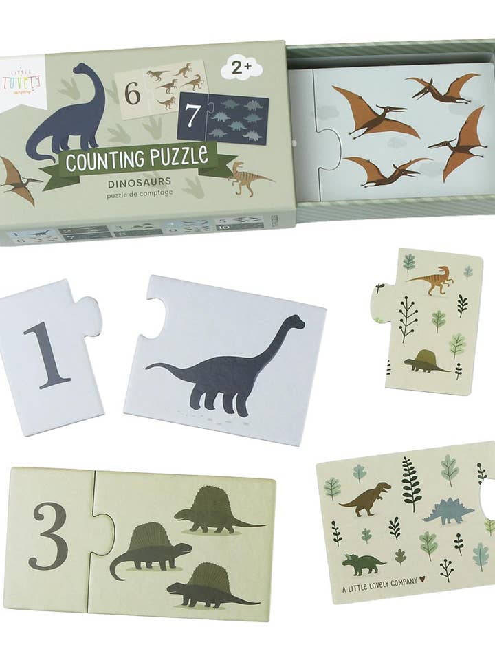 Counting puzzle/match and count: Dinosaurs for wholesale by A Little Lovely Company