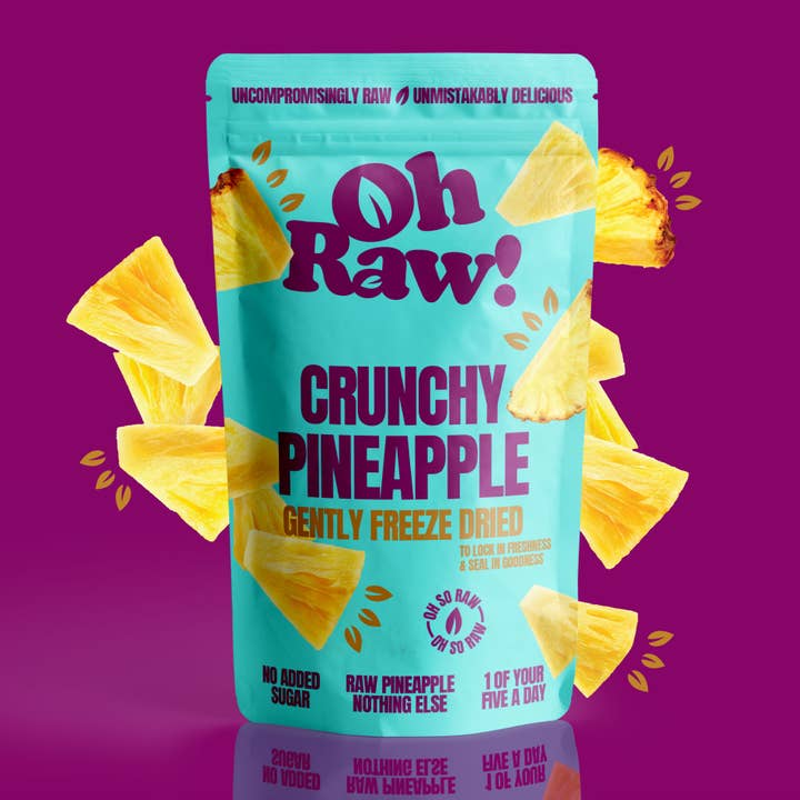 12 X Pineapple Snacks – Crunchy & Freeze Dried for wholesale by Oh Raw! Freeze Dried Fruit & Veggies