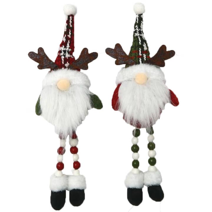 11" Reindeer Gnome Ornaments, 2 asst. for wholesale by Santa’s Workshop Inc.