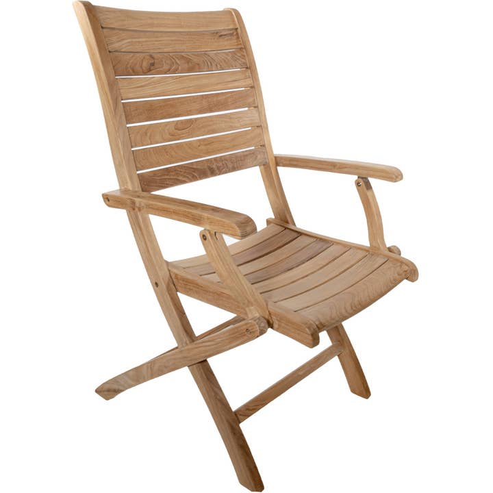 Nordic Teak - Venta al por mayor Sillas plegables - Silla plegable nórdica de teca natural para exteriores con reposabrazos1