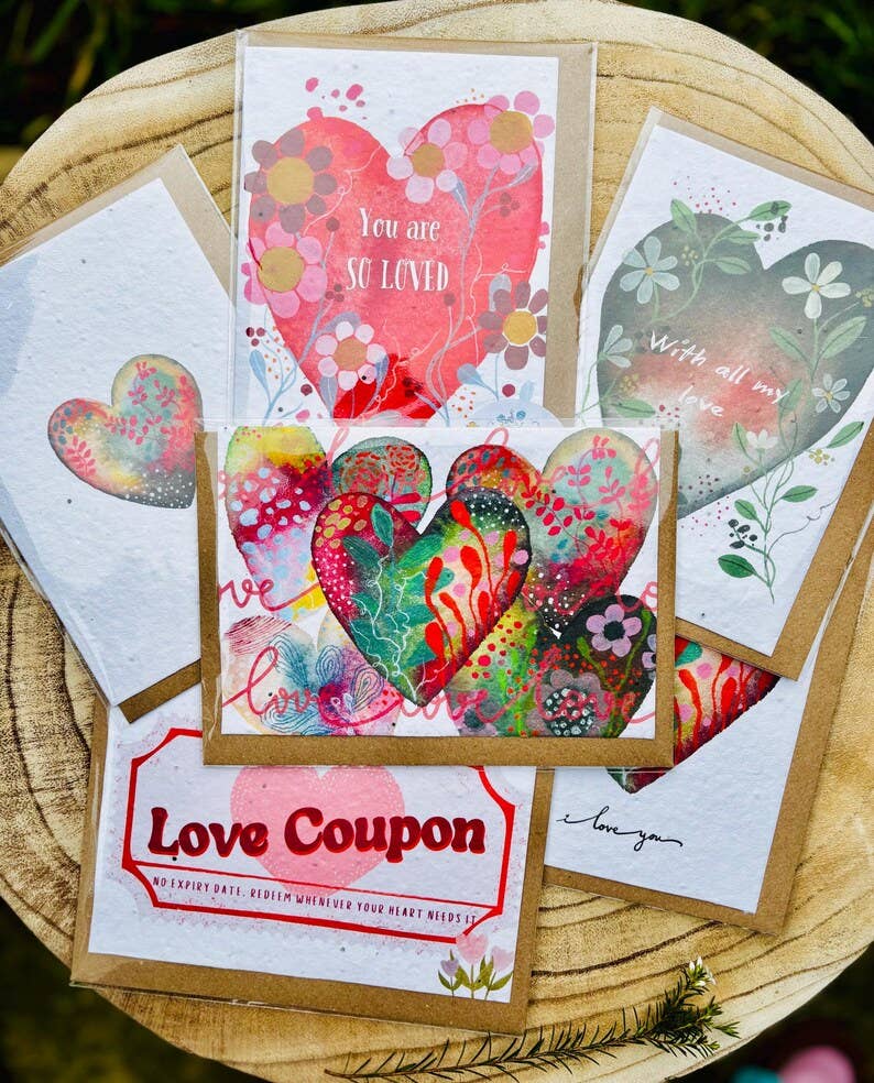 Erika's Whimsical Art – wholesale Love card – Plantable Seed Paper Love Coupon Card, Blank Inside  9