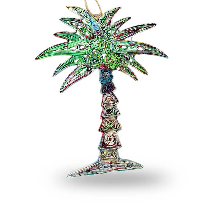 Kokosnötsträd, handgjord återvunnen pappersprydnad för wholesale av REECII