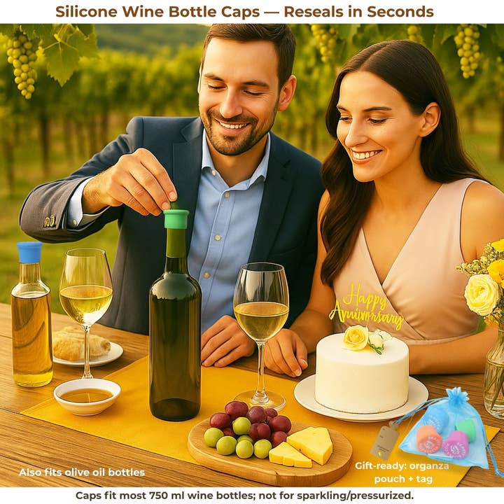 Beauty Blisss - Wholesale Wine Stopper - Silicone Wine Bottle Caps — Airtight, Reusable — 4-pc & 6-pc8