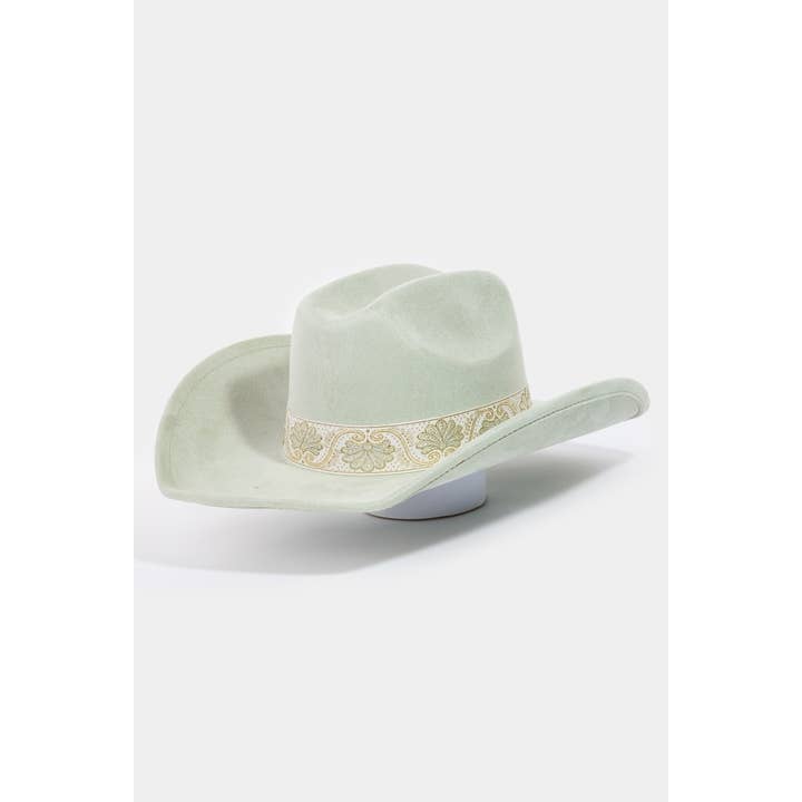 Collections by Fame Accessories - Wholesale Fedora - Women's - Western Intricate Border Pattern Band Cowboy Hat