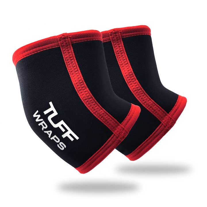 TUFF Elbow Sleeves 5mm Black/Red (pair) for wholesale by TuffWraps