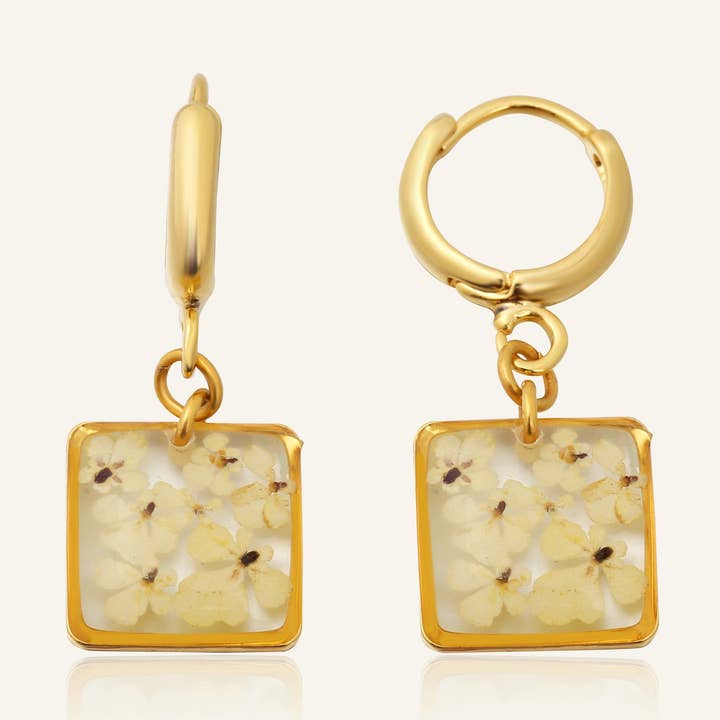 Teeny Weeny Drop Square White Küpe pour la vente par fioreldesign