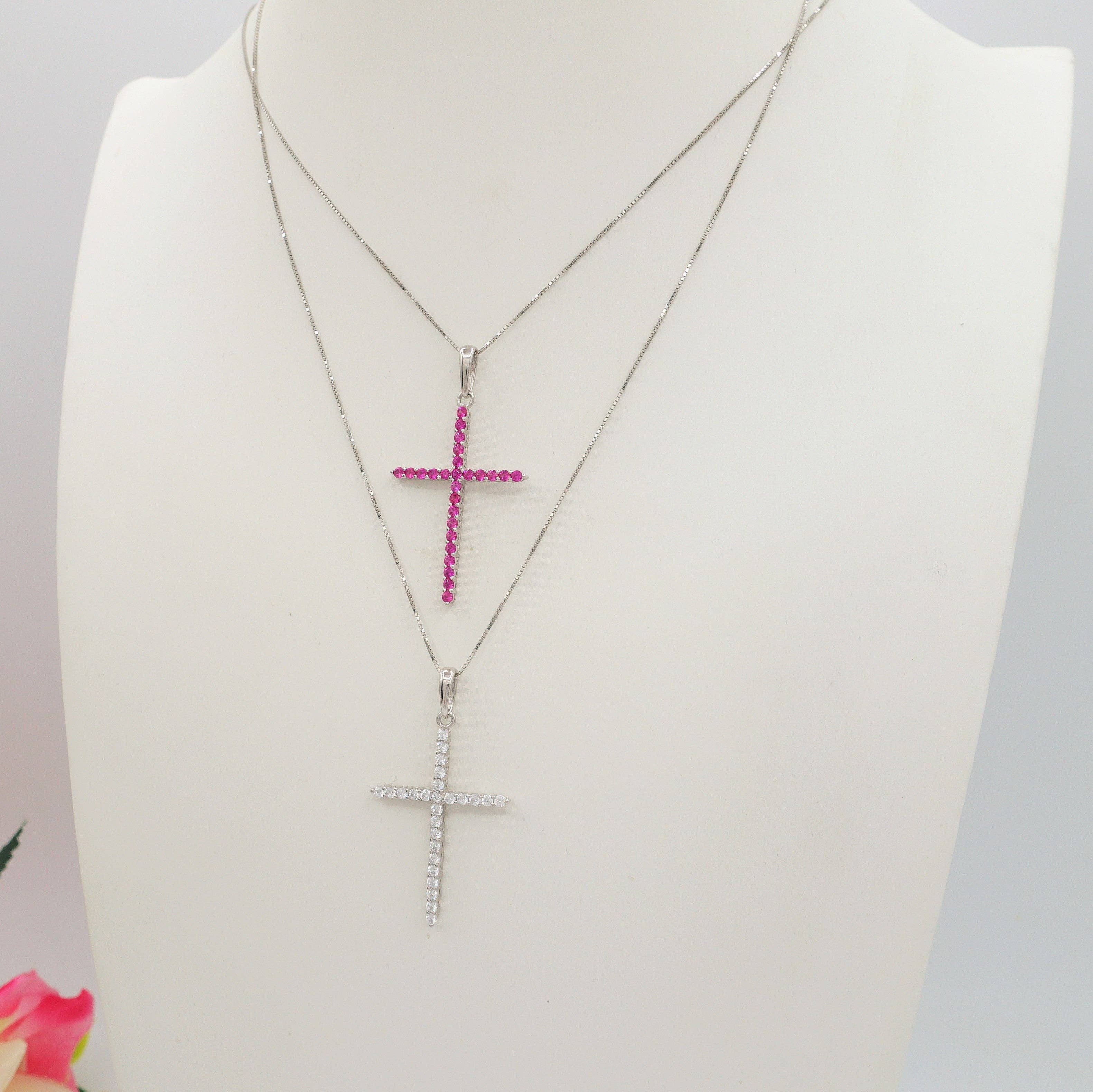Daemon srls - Wholesale Pendant/Charm Necklace - CROSS  ~ ARGENTO 925 ~ Collana con pendente croce in cubic zirconia1