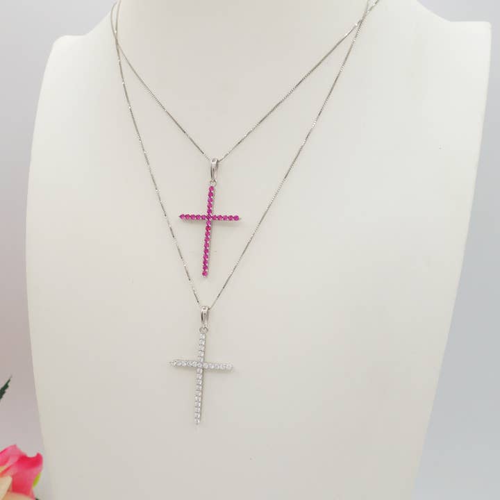 Daemon srls - Wholesale Pendant/Charm Necklace - CROSS ~ ARGENTO 925 ~ Collana con pendente croce in cubic zirconia1