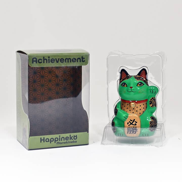 Urban Tokyo - Wholesale Decorative Figurine - 3.25"H Happineko Figurine Green Achievement (1/36)5