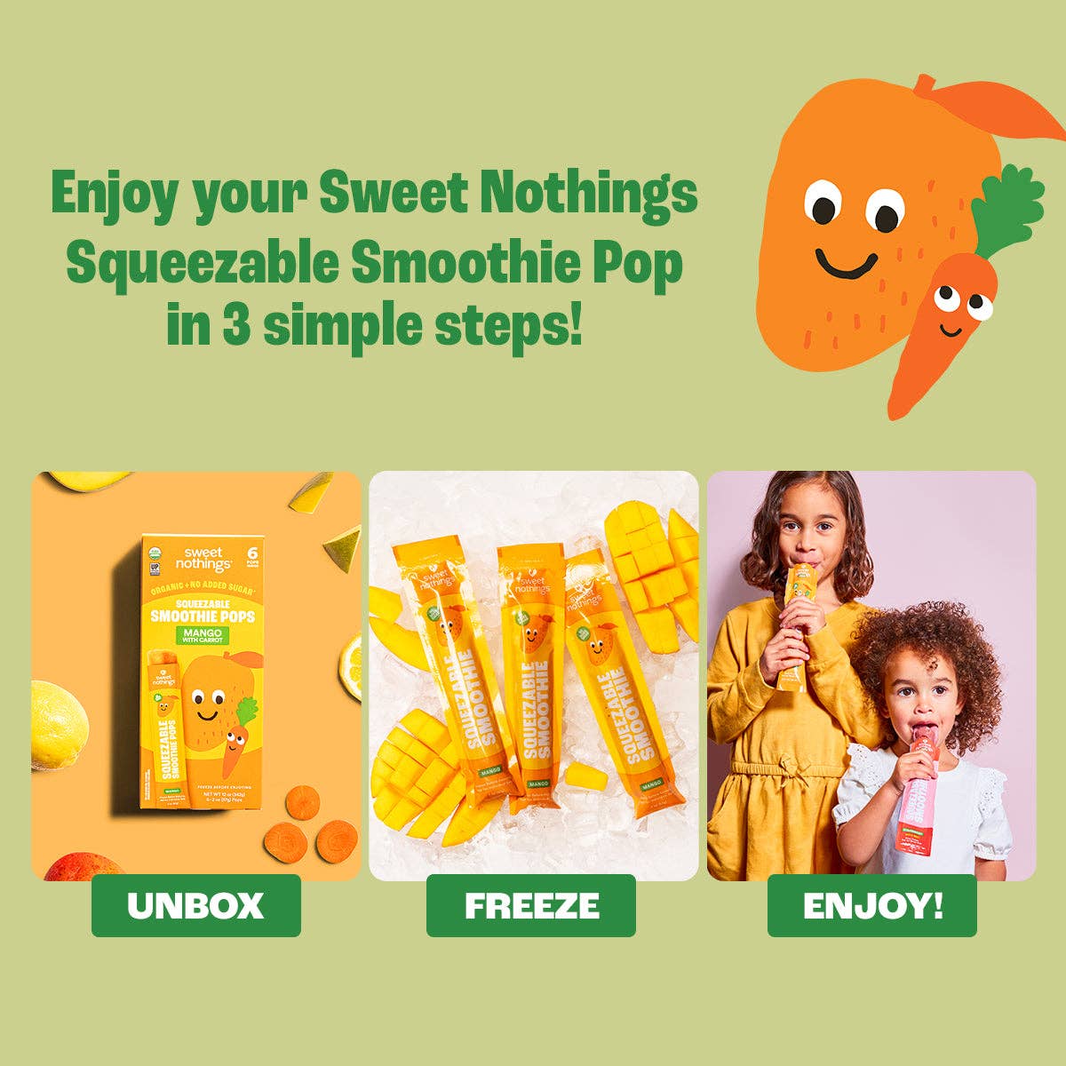 Sweet Nothings - Wholesale Fruit Snacks - Mango Carrot Smoothie Pops – Organic Fruit Popsicle6