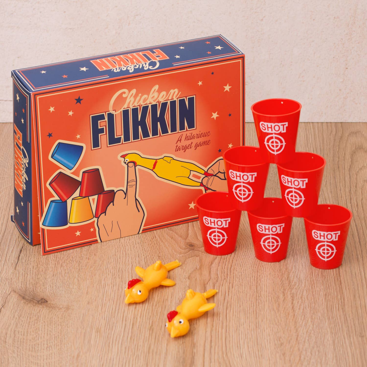 Mad Monkey GmbH - Vendita all'ingrosso Giochi da tavolo - Gioco da tavolo Flickin' Chicken per scrivania0