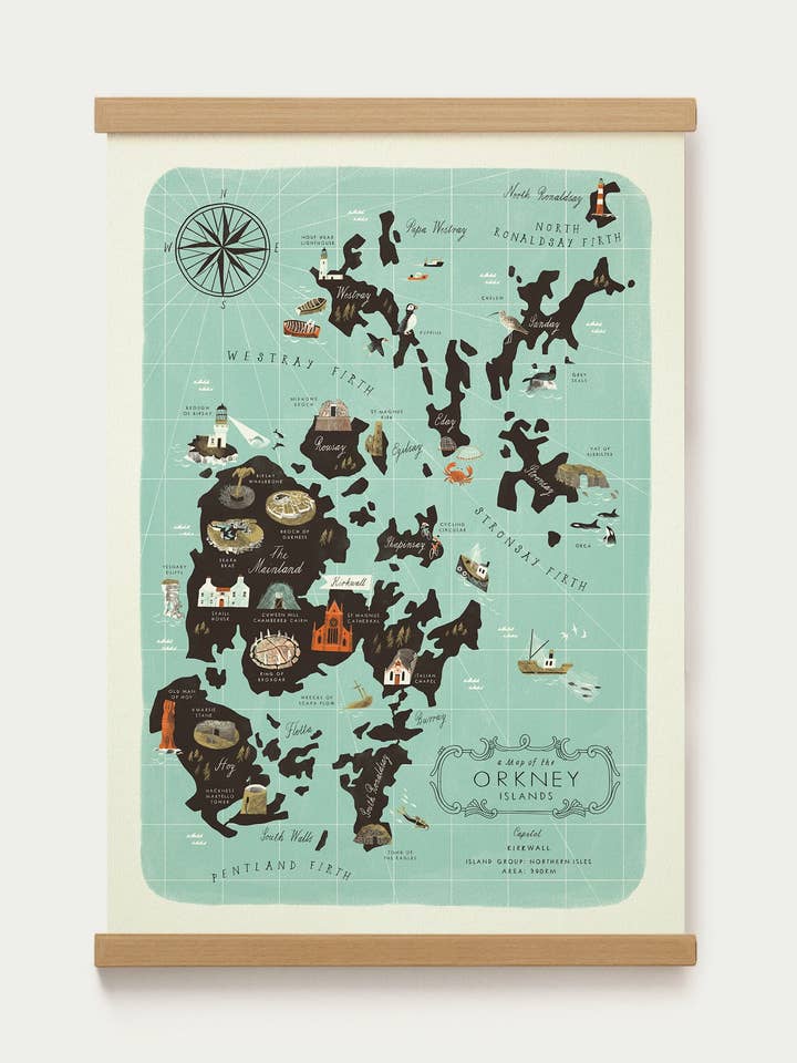 Mapa A3 de las Islas Orcadas para venta al por mayor de Oldfield Design Co