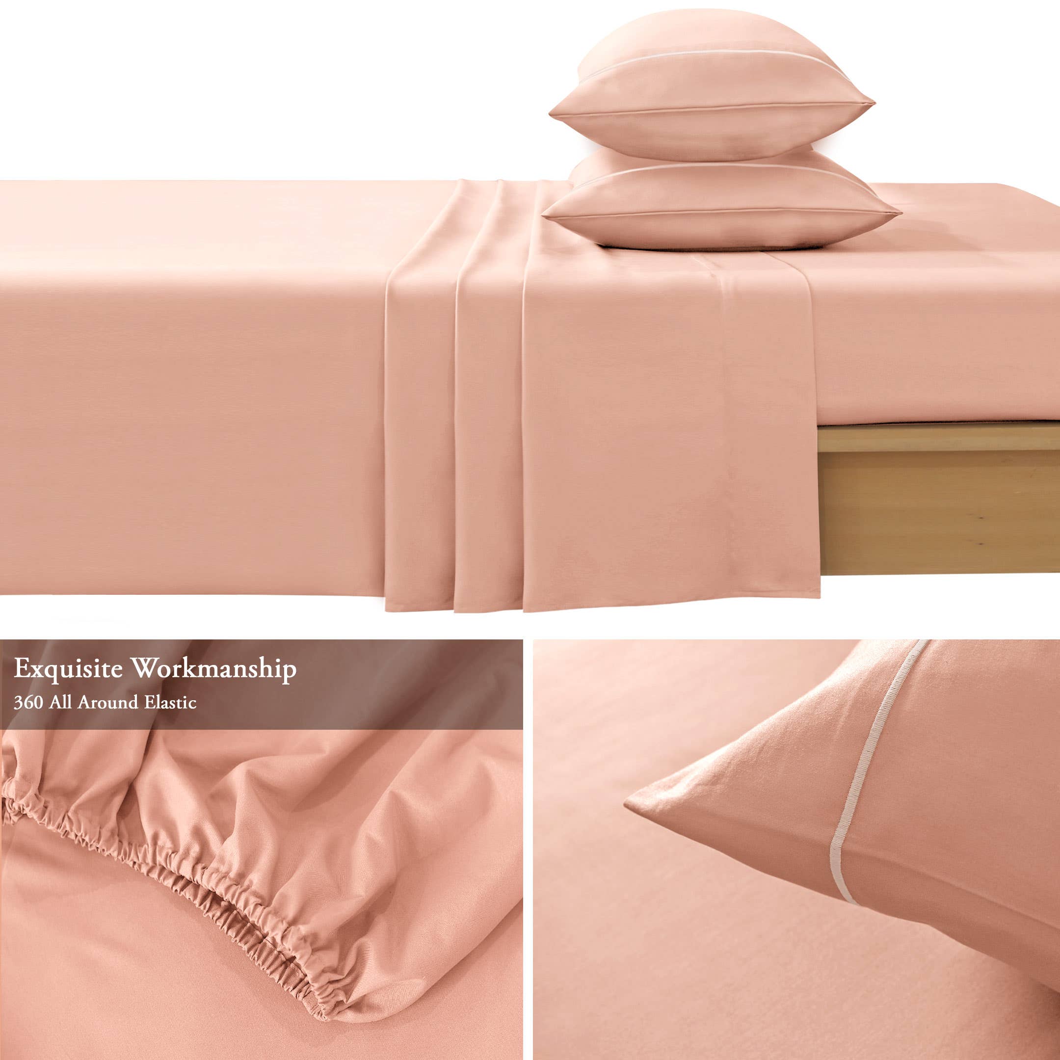 Cottonpassion_US – Conjunto de lençóis por atacado – Jogo de lençol em algodão cetim 400 fios com bordado - 4 peças14