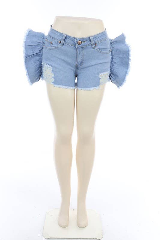 Light Blue Denim Women Shorts Beautiful Ripped Jean Stretches for wholesale on Faire0