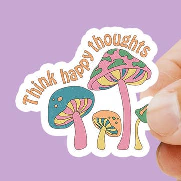 Think Happy Thoughts Vinyl Waterproof Sticker for wholesale by Tina's Stickers