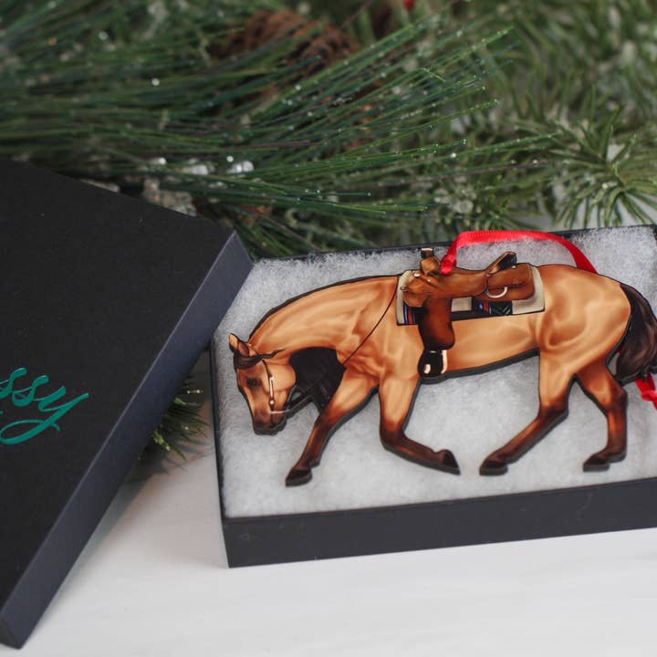 Classy Equine - Wholesale Ornament - Red Dun Western Riding Ranch Horse Decor Christmas Ornament