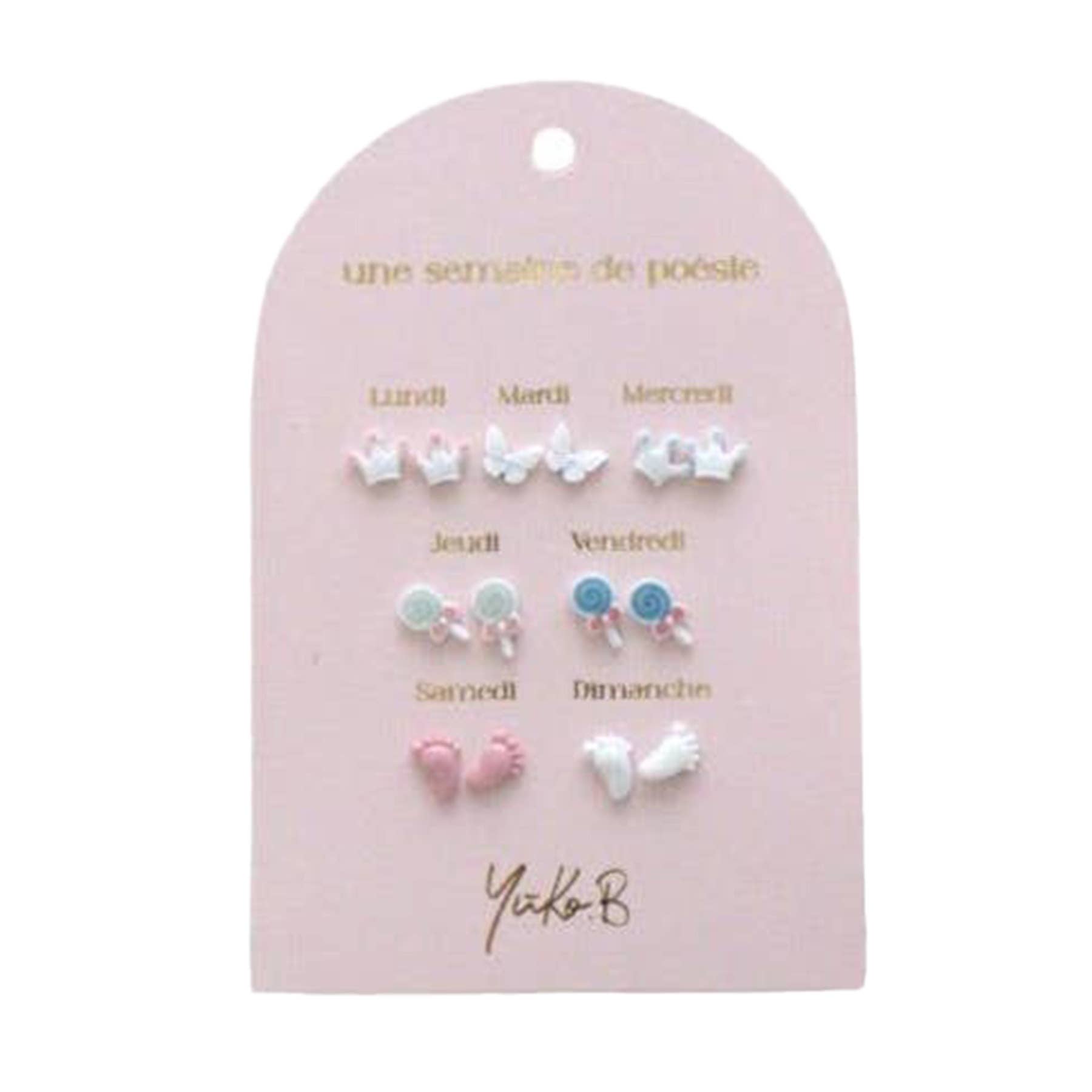 Kontiki - Wholesale Earrings - Kids - 7 Pairs of Earrings "A Week of Poetry" - Yuko B6