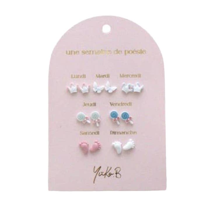 Kontiki - Wholesale Earrings - Kids - 7 Pairs of Earrings "A Week of Poetry" - Yuko B6