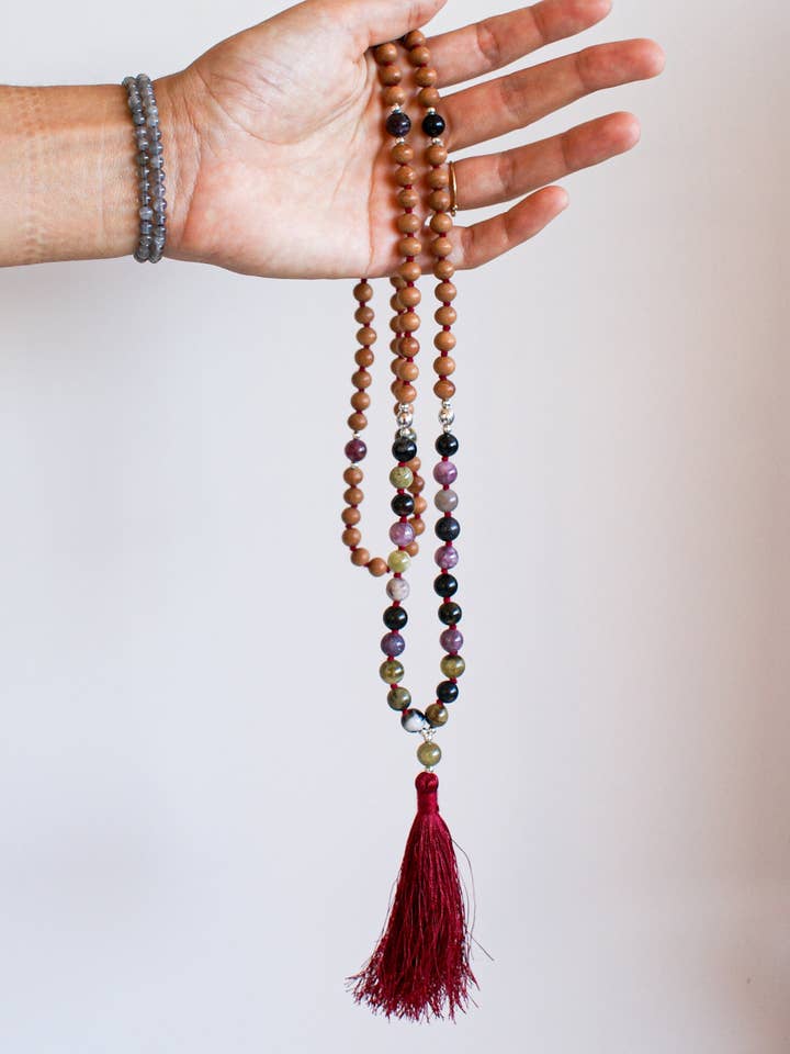 JAPA MALA EN TOURMALINE MULTICOLORE pour la vente par Calma Santa