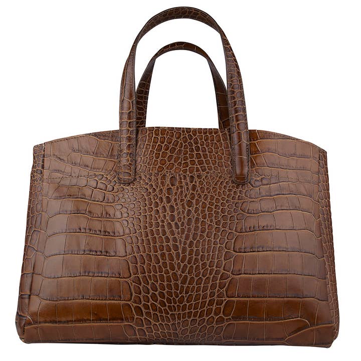 Alex Brown Embossed Leather Handbag for wholesale by Marlafiji