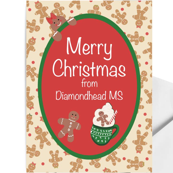 Merry Christmas From Custom Greeting Card Gingerbread for wholesale by Sweet Sketches
