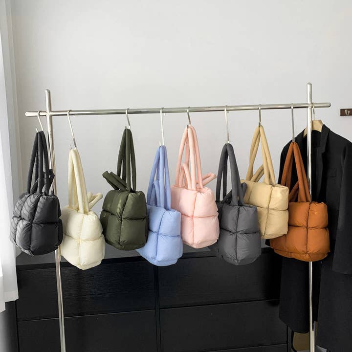 Dipped Shop - Wholesale Tote Bag - Women's - Simple Puffer Tote Bag Solid Color Soft Handbag DP8091
