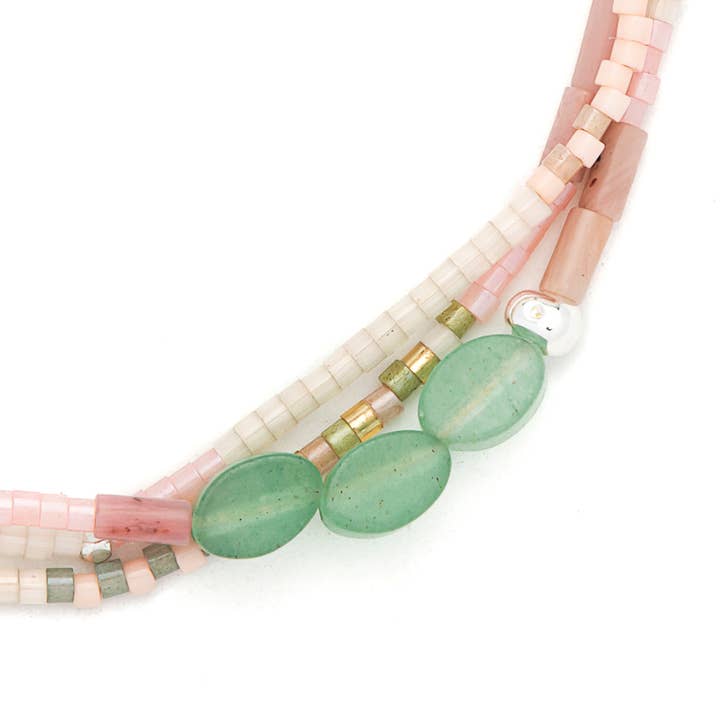 Scout Curated Wears - Wholesale Beaded Bracelet - Mixed Media Bracelet - Optimism/Green Aventurine/Silver
