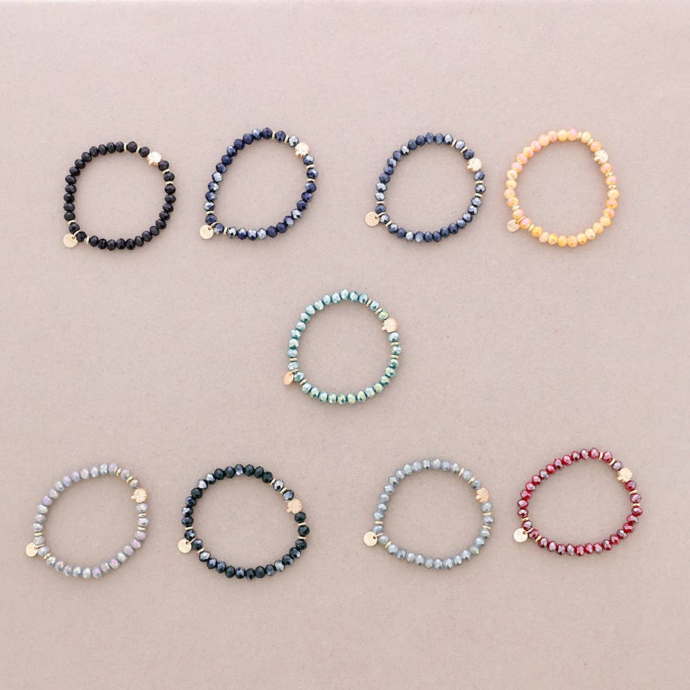 Sonata - Venta al por mayor Pulsera de cuentas - Pulsera Elastica Cristales Facetados Arbol Metal6