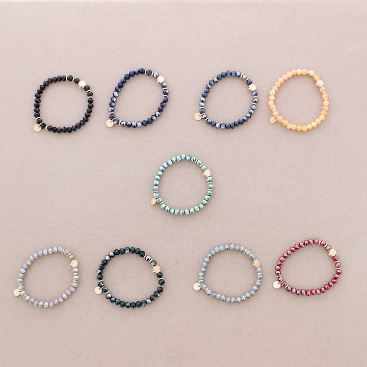 Sonata - Wholesale Beaded Bracelet - Faceted Crystal Metal Tree Elastic Bracelet2