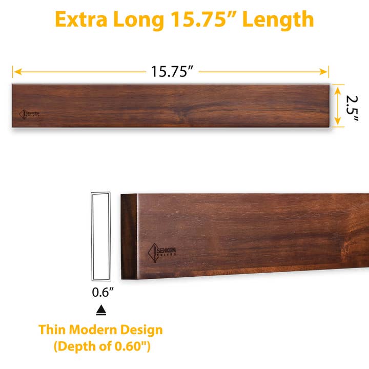 Senken Knives - Wholesale Knife Storage - Acacia Wood Magnetic Knife Strip - Wall Mounted Knife Holder