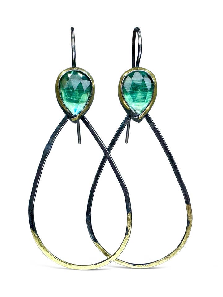 Long Teardrop Rim Dangles with Stone for wholesale by Austin Titus Studio