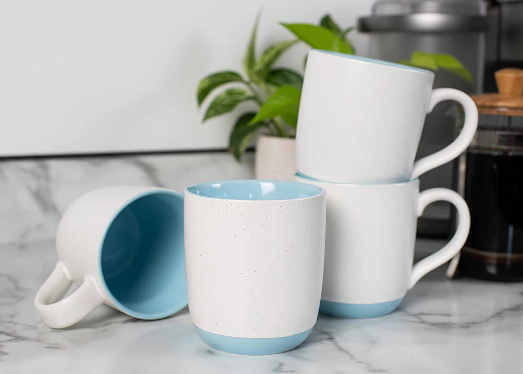 EAST AVENUE - Wholesale Coffee mug - Speckled Mugs 4-Pack White and Light-Blue PRICE IS PER MUG5