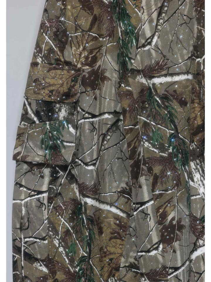 Rhinestone Camo Print Baggy Barrel Jeans for wholesale on Faire6