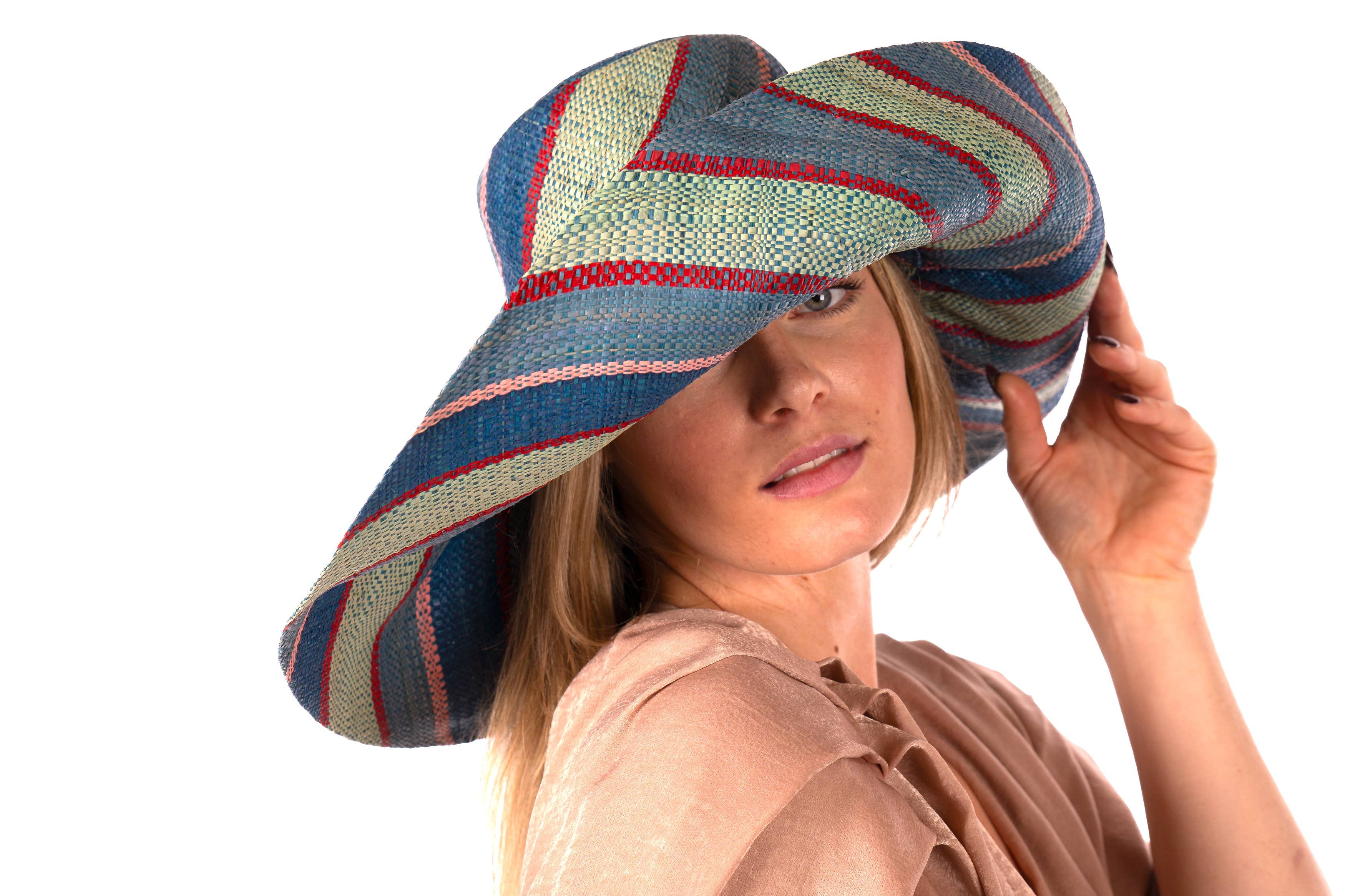 Shebobo - Vente Chapeau de paille – femme - Chapeaux de paille Shebobo Monica à larges bords rayés 13 cm et 18 cm pliables29