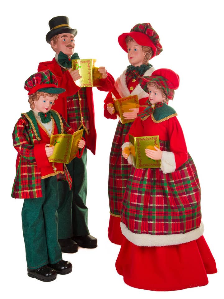 Set of 4 Red/Green Happy Caroler Set for wholesale by Starlight Collection