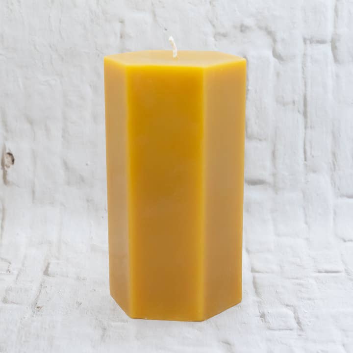 Peace | Hexagon Beeswax Pillar Candle for wholesale by June Bug Candles